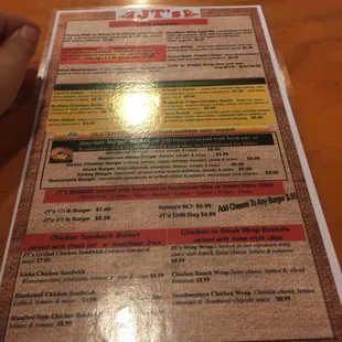 The menu to order off of