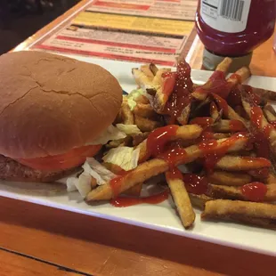 Aloha burger and seasoned fries
