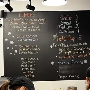 a menu on a chalkboard