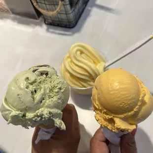 Mint chip, dole whip and Orange creamsicle