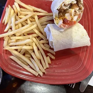 Buffalo wrap and fries