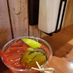 Ok Bloody Mary - talked me into the tall at $12, happy hour one was $8 - pretty basic, but it's been a day... whew