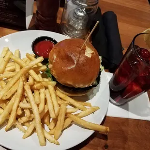 $5.95 Sangria, $12 Mushroom Burger with Garlic-Parm Fries