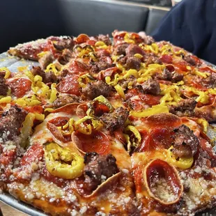 Another view  of most amazing pizza.  Garlic Parmesan crust !!!!!