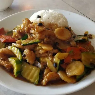 Black bean sauce fish.  Very tasty