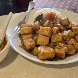 Hot and sour soup and braised tofu