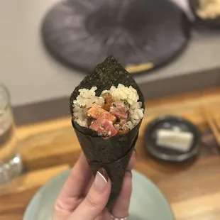 All the fish on the menu - served in a hand roll