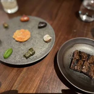 Wagyu galbi (?) and banchan