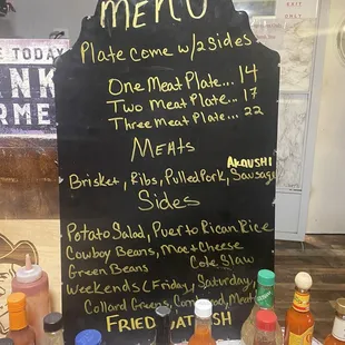 Menu and hot sauce table