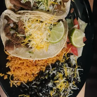 Carne Asada tacos plate