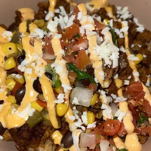 a bowl of mexican food