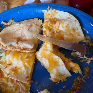 quesadillas and salad