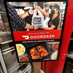a sign for a doordash