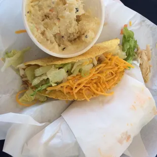 Potatoes salad  Two tacos