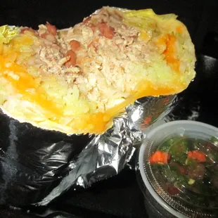 Chicken burrito (split) - 1 pound!