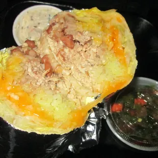 Chicken burrito (split) - 1 pound!