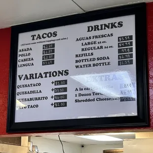 Menu current as of August 23&apos;