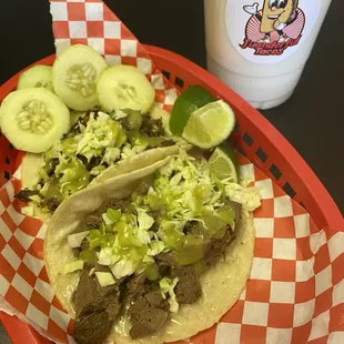 Taco de cabeza and lengua