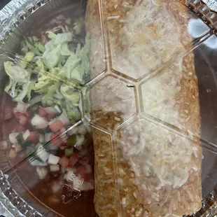 Red wet burrito #31 with carne asada