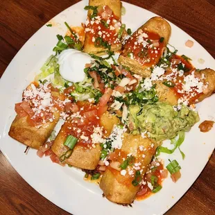 Taquitos ranchero - flavorful &amp; right amount of crisp while chicken is not dry