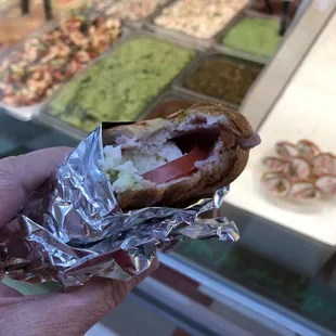 Freshly made warm torta like sandwich by the beautiful ladies in the deli