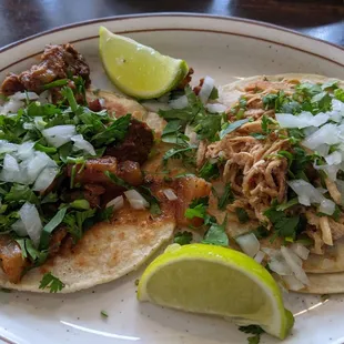 Pastor and chicken tacos.