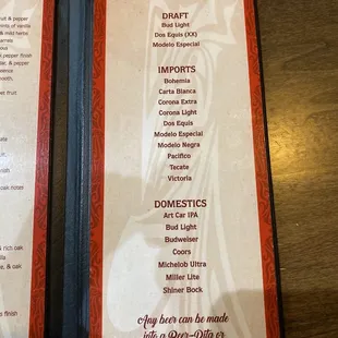 menu