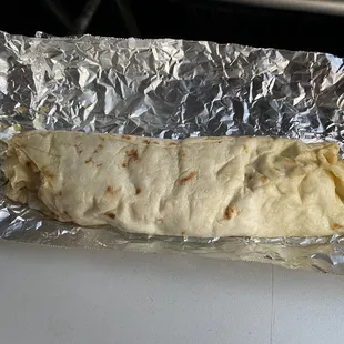Potato and ground beef burrito