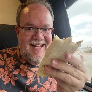 Back on the train, a happy boy.