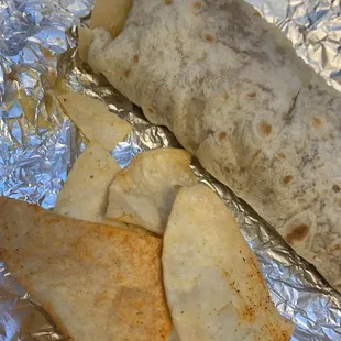Breakfast burrito and the Best Chips ever!