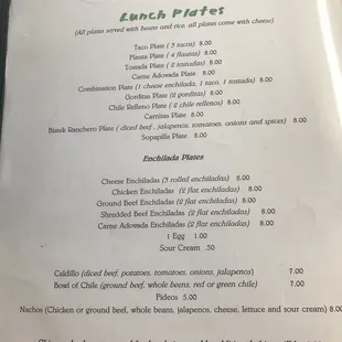 menu