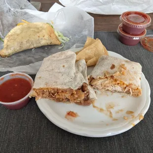 a burrito and chips