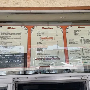 menu as of May 2022