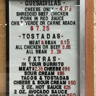 a menu for a mexican restaurant