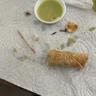 Toothpick taken out of taquito! You can see that the toothpick has been inside the taquito/meat for a while.