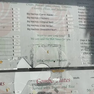 Nachos Menu