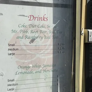 Drink menu
