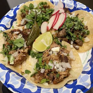 Carnitas and asada tacos