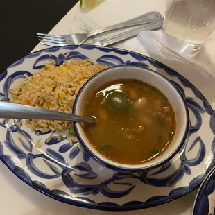 Charro beans with Mexican rice.