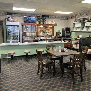 a view of the dining area