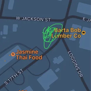 Food truck location (green squiggly lines)