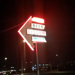 a neon sign at night