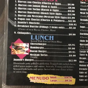 menu