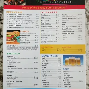 Take out menu