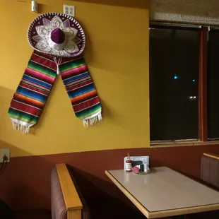 a mexican sombren hanging on the wall