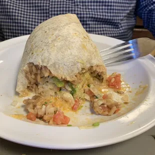 Inside stacks of gigante chicken burrito