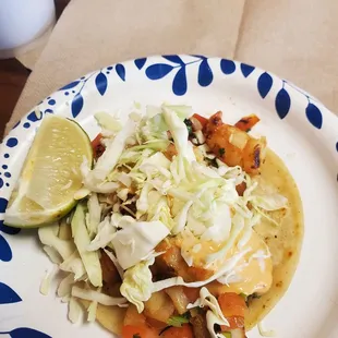 Shrimp taco with cremosa