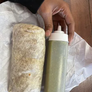 My huge carne asada burrito. I added sour cream and fries. So bomb