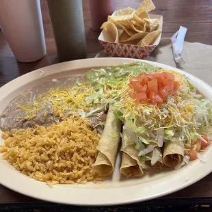 4 Taquitos Special ....chips 2 kinds of salsa and a large Diet Pepsi Amazing service  Tasty food