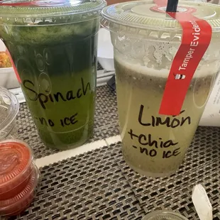Delicious agua frescas. The spinach also had apple, pineapple and lime.